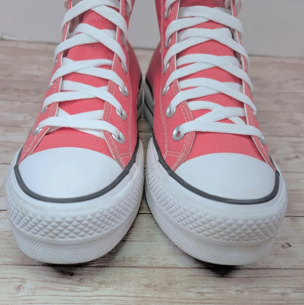 Converse All Star High Top Platform Salmon Pink Sneaker Trainer Shoes Women's 8 - Picture 6 of 13